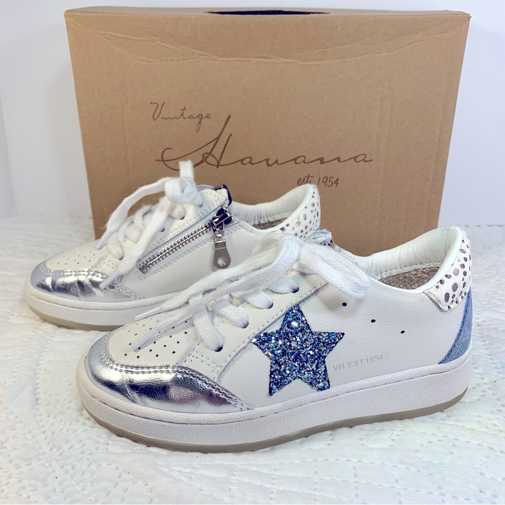 Vintage Havana Blue Glitter Star White and Silver Galit Girls SZ 13(Youth) NIB